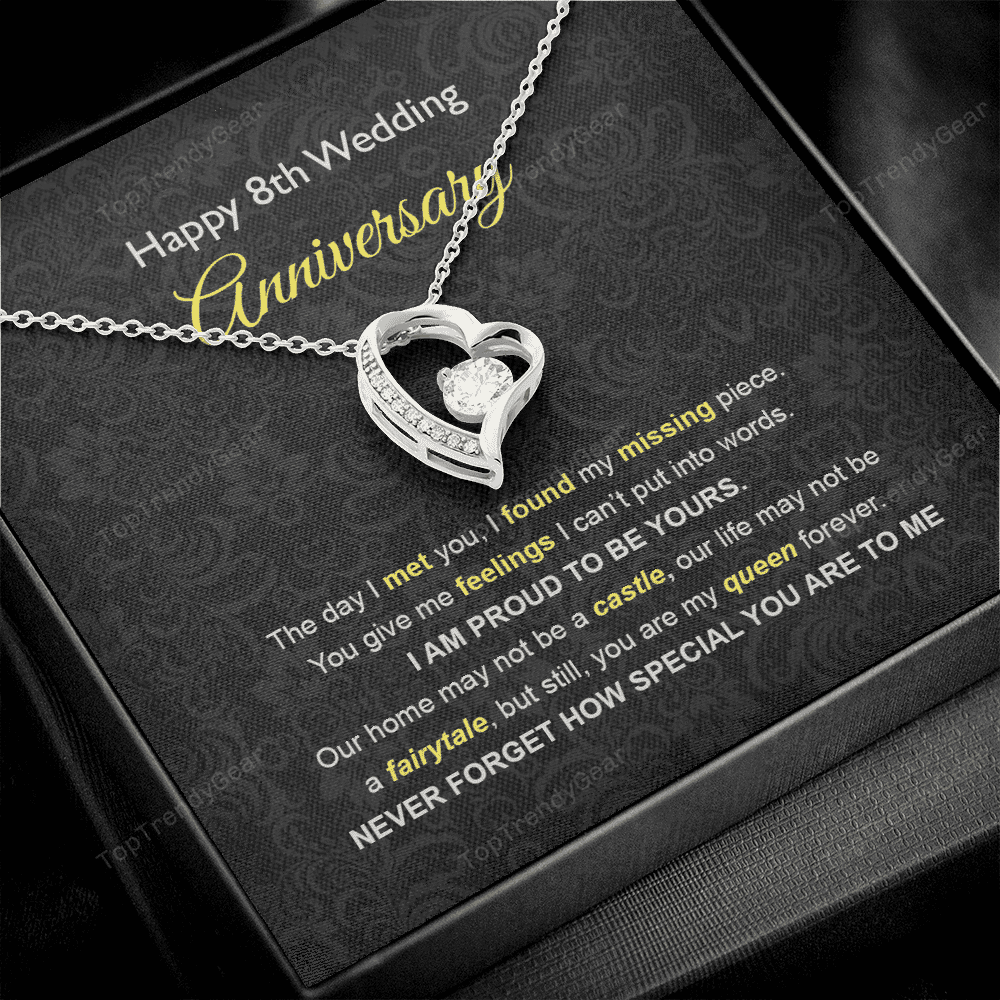 Wife Necklace, 8th Wedding Anniversary Necklace Gift Ideas For Wife Forever Love Necklace