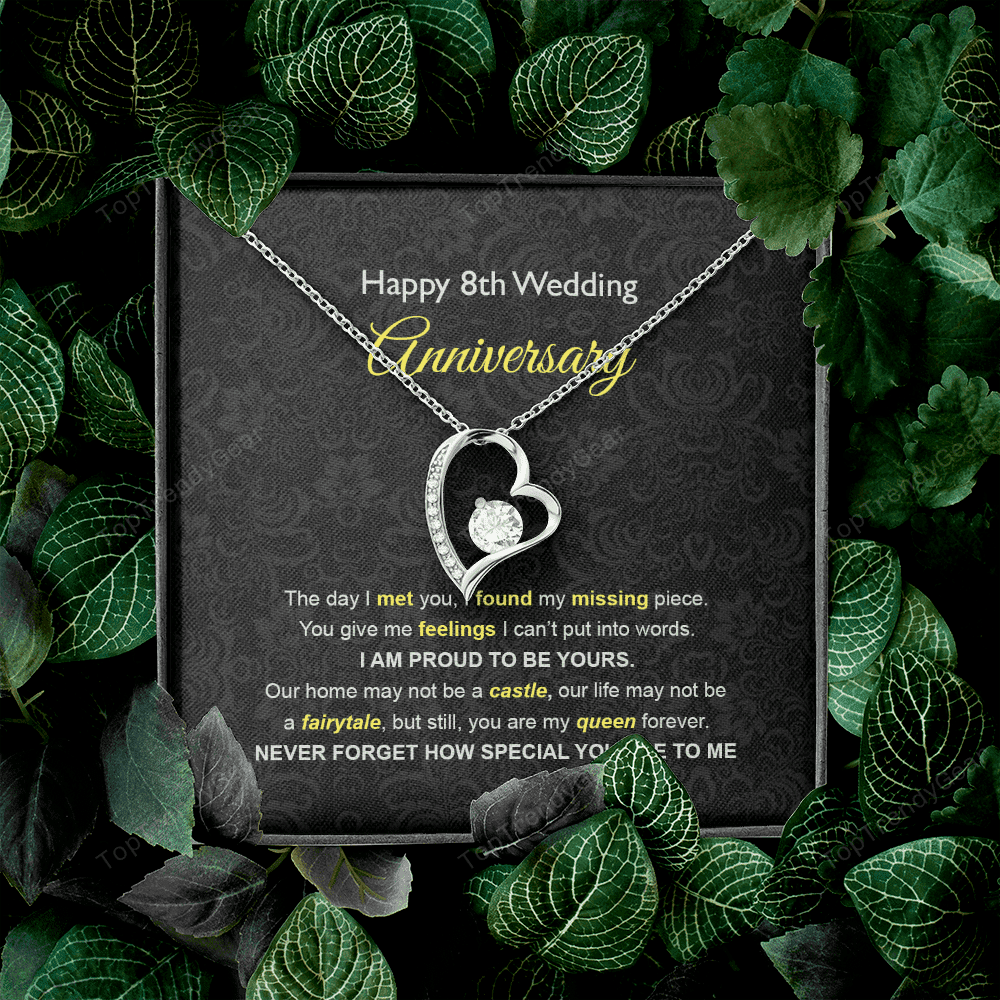 Wife Necklace, 8th Wedding Anniversary Necklace Gift Ideas For Wife Forever Love Necklace