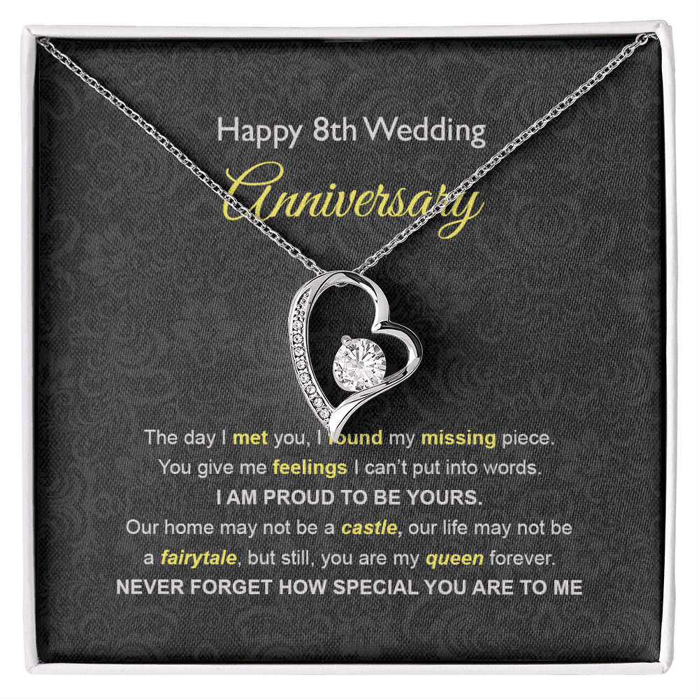 Wife Necklace, 8th Wedding Anniversary Necklace Gift Ideas For Wife Forever Love Necklace