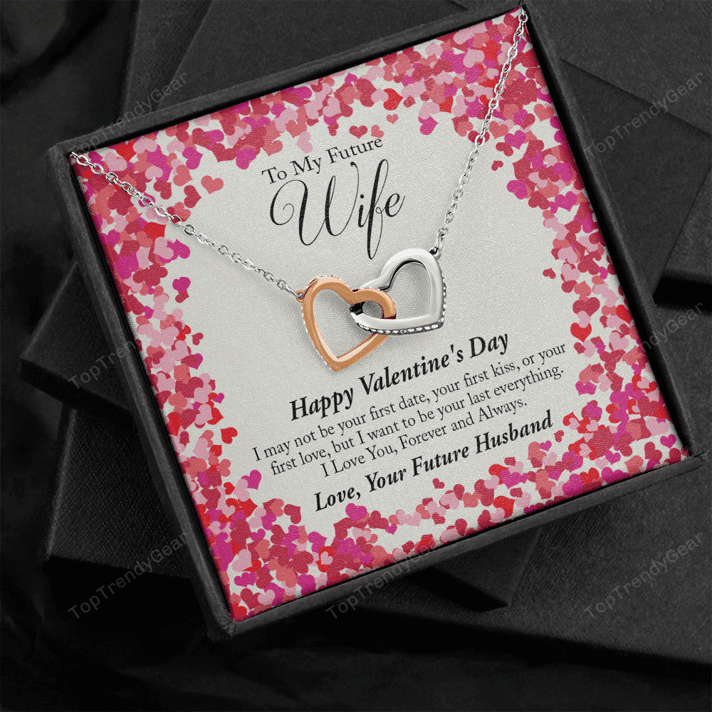 To My Future Wife Valentine's Day Interlocking Heart Necklace 