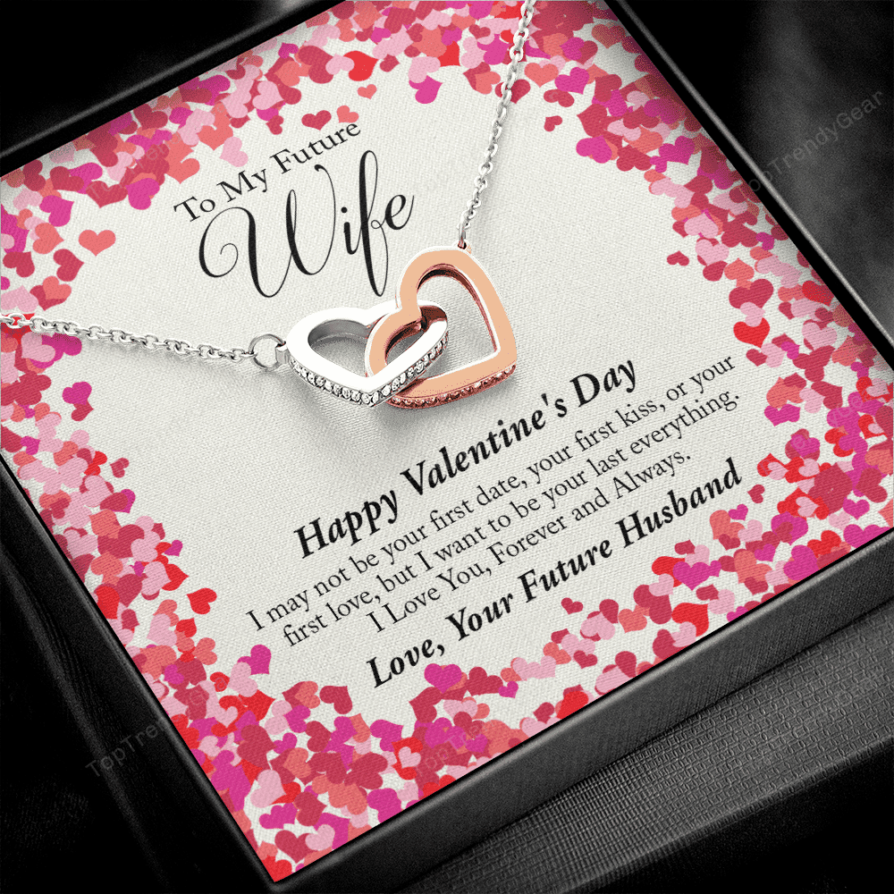 To My Future Wife Valentine's Day Interlocking Heart Necklace 