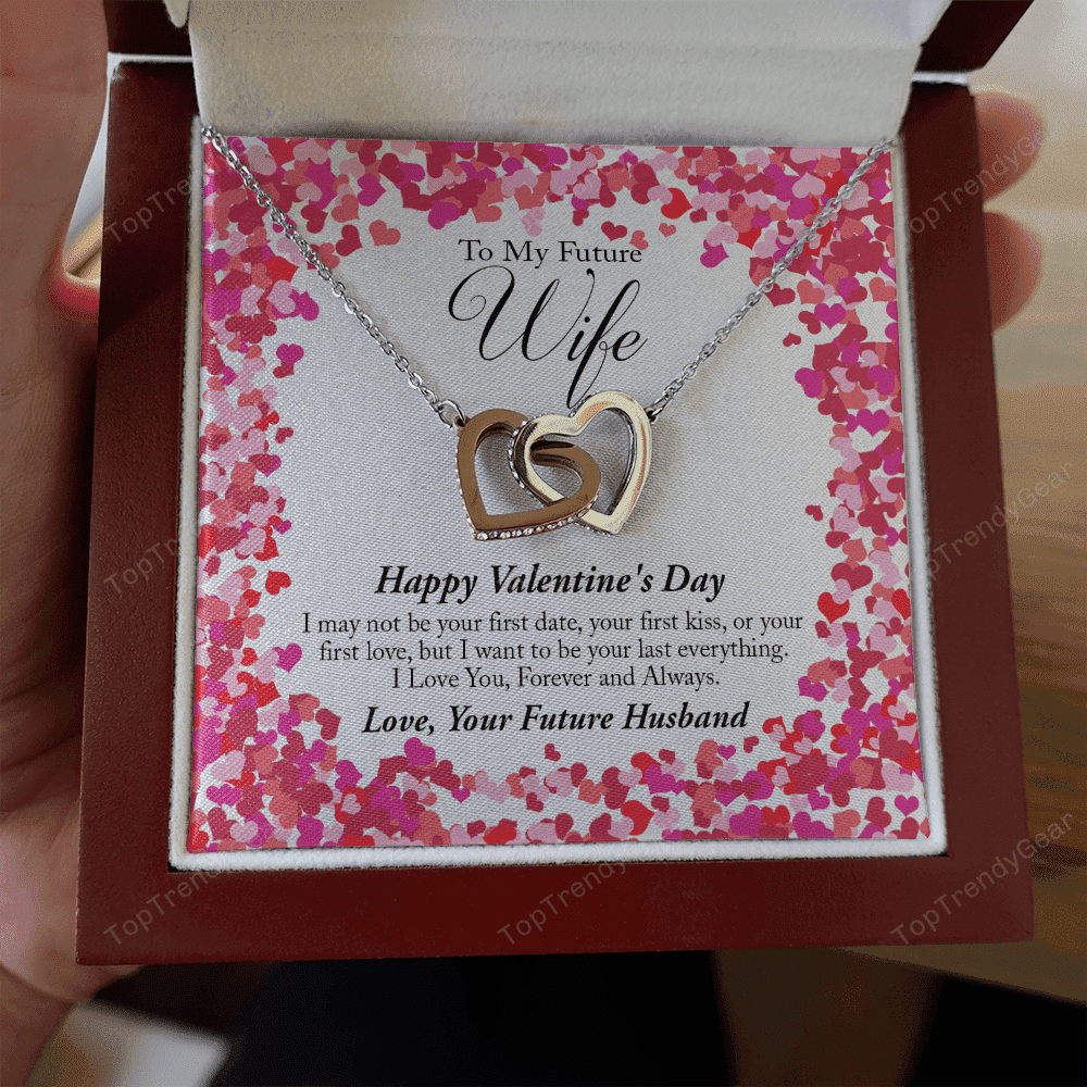 To My Future Wife Valentine's Day Interlocking Heart Necklace 