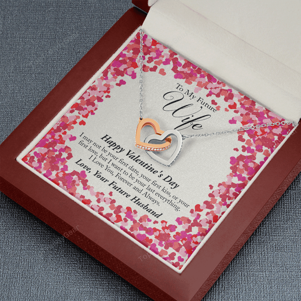 To My Future Wife Valentine's Day Interlocking Heart Necklace 