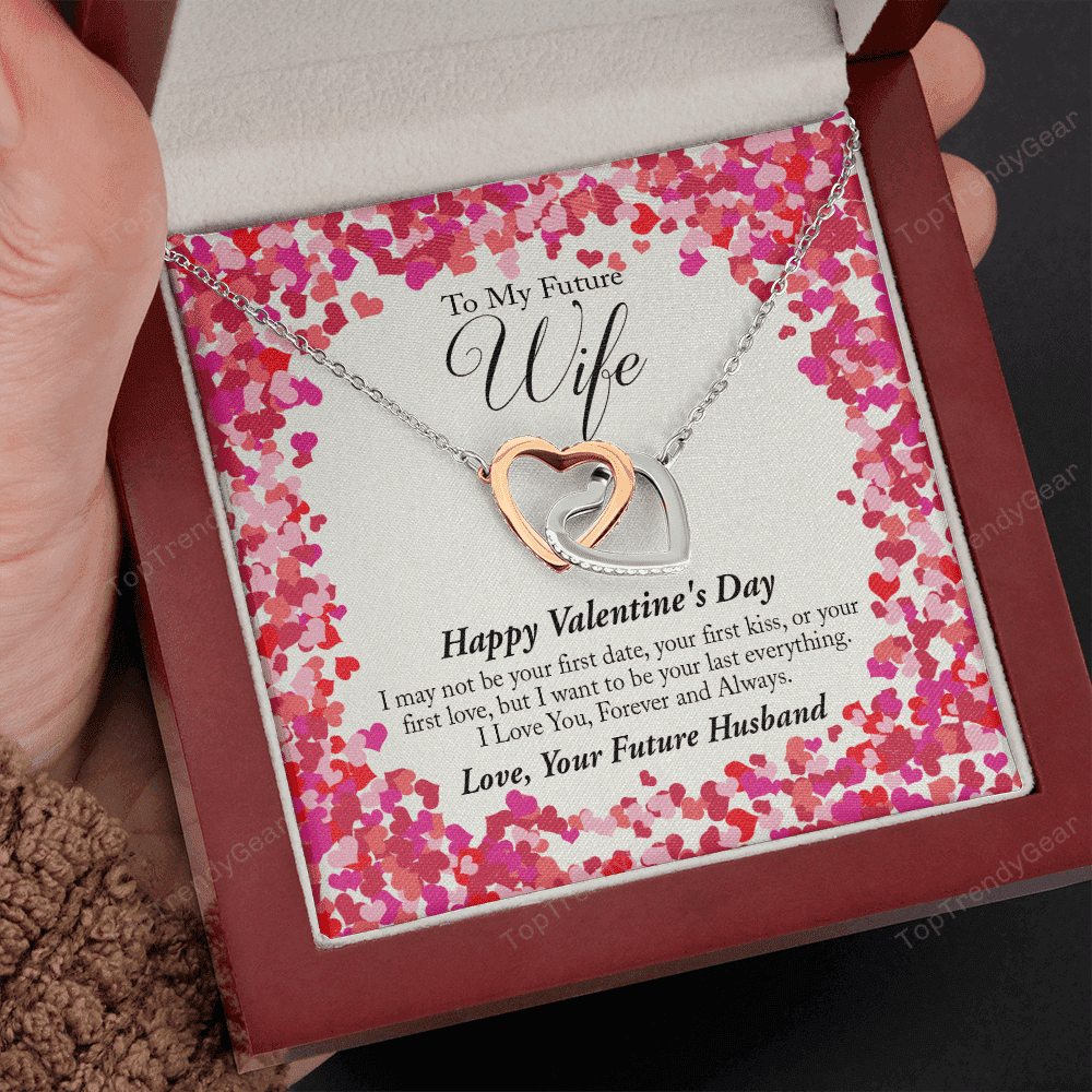 To My Future Wife Valentine's Day Interlocking Heart Necklace 