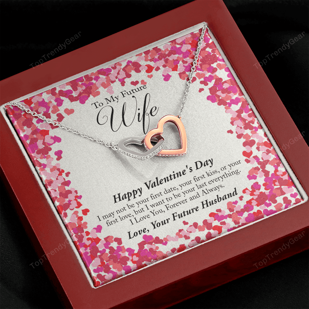 To My Future Wife Valentine's Day Interlocking Heart Necklace 