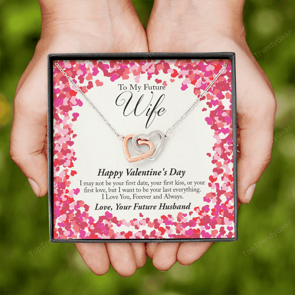 To My Future Wife Valentine's Day Interlocking Heart Necklace 