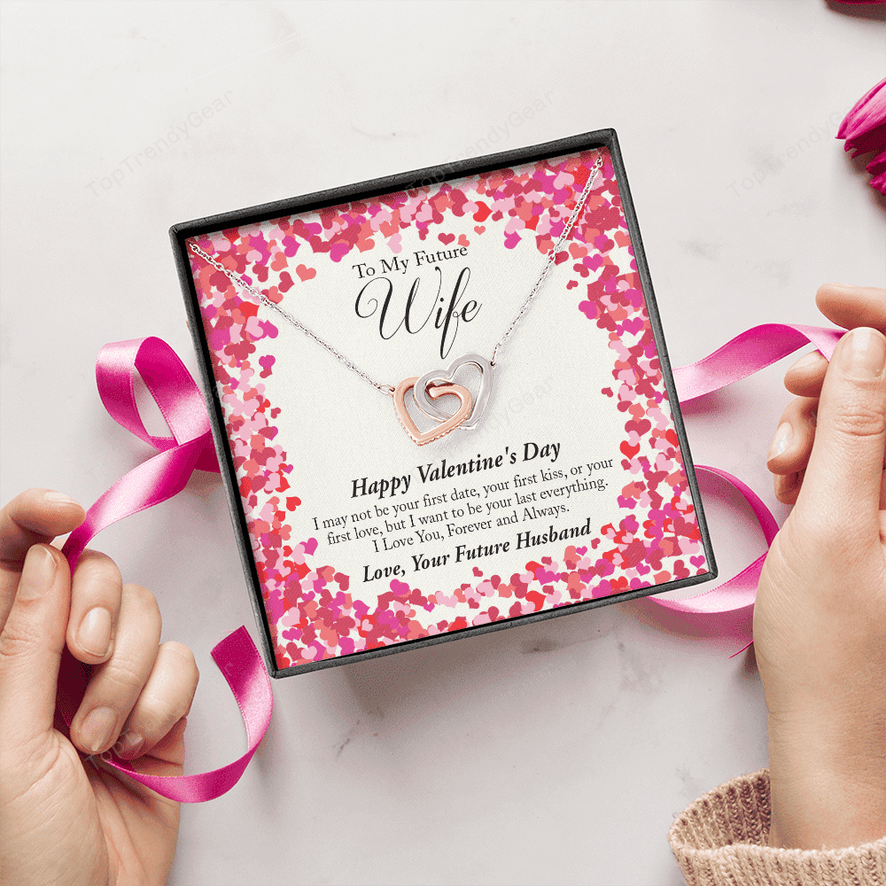 To My Future Wife Valentine's Day Interlocking Heart Necklace 