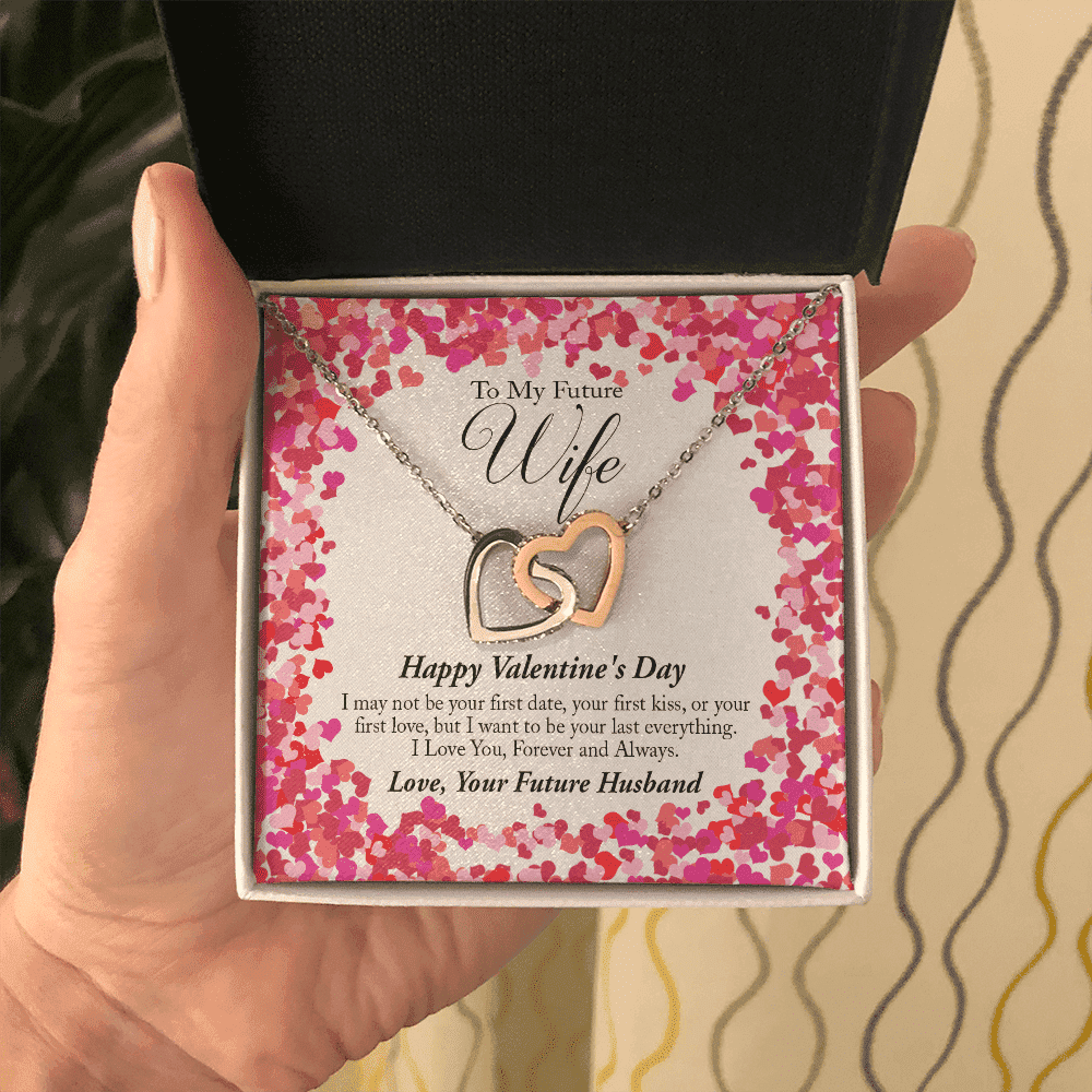 To My Future Wife Valentine's Day Interlocking Heart Necklace 