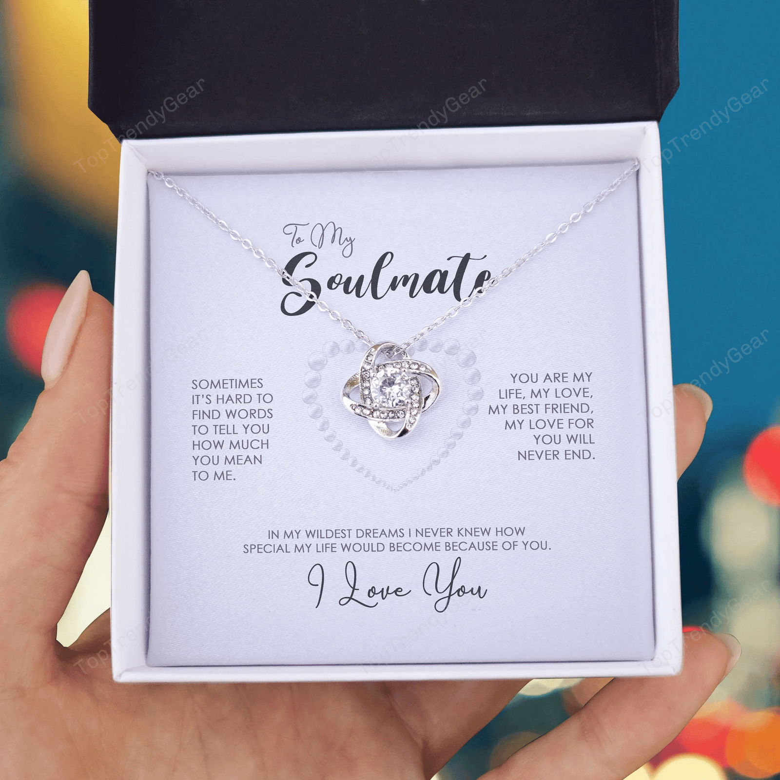 To My Gorgeous Wife My Love For You Will Never End Love Knot Necklace