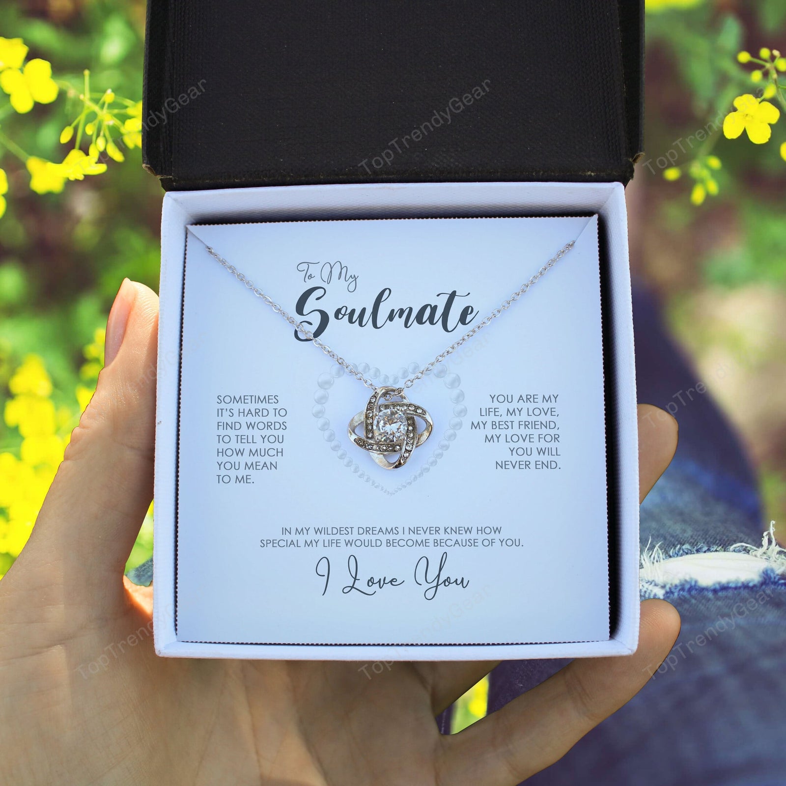 To My Gorgeous Wife My Love For You Will Never End Love Knot Necklace