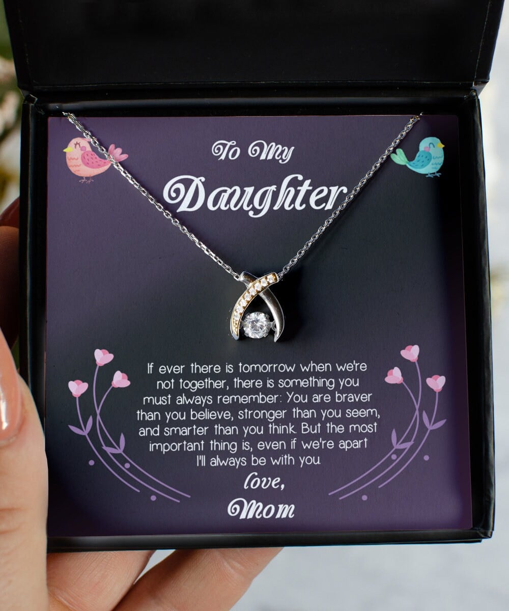 To My Daughter I Will Always Be With You Wishbone Dancing Necklace