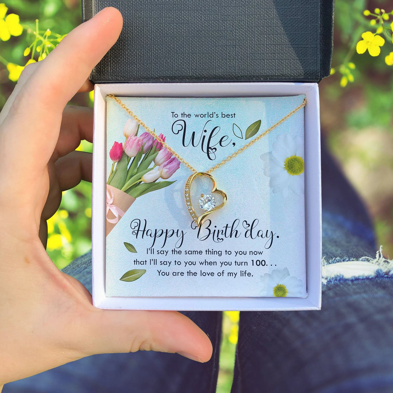 To The Worlds Best Wife Happy Birthday Forever Love Necklace