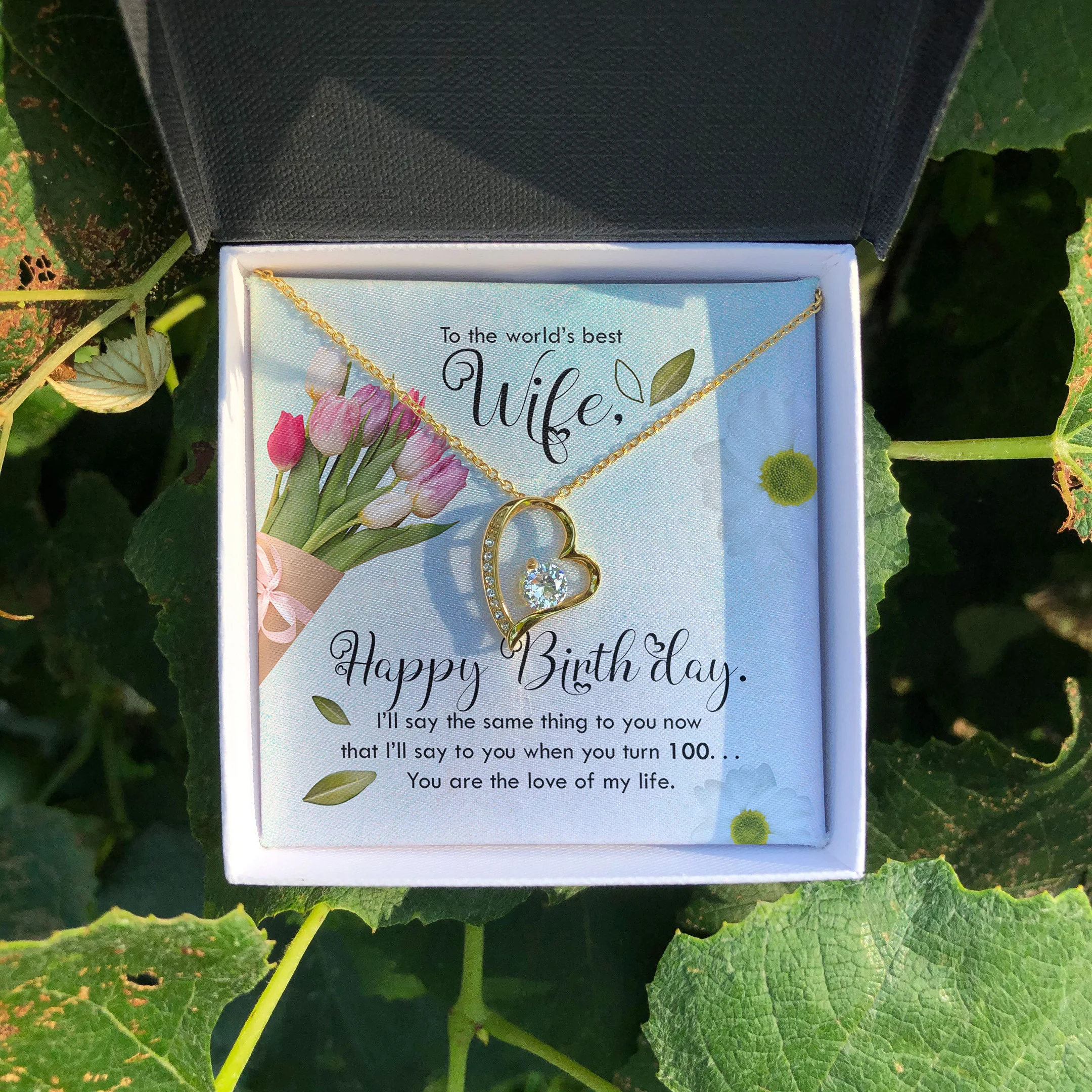 To The Worlds Best Wife Happy Birthday Forever Love Necklace