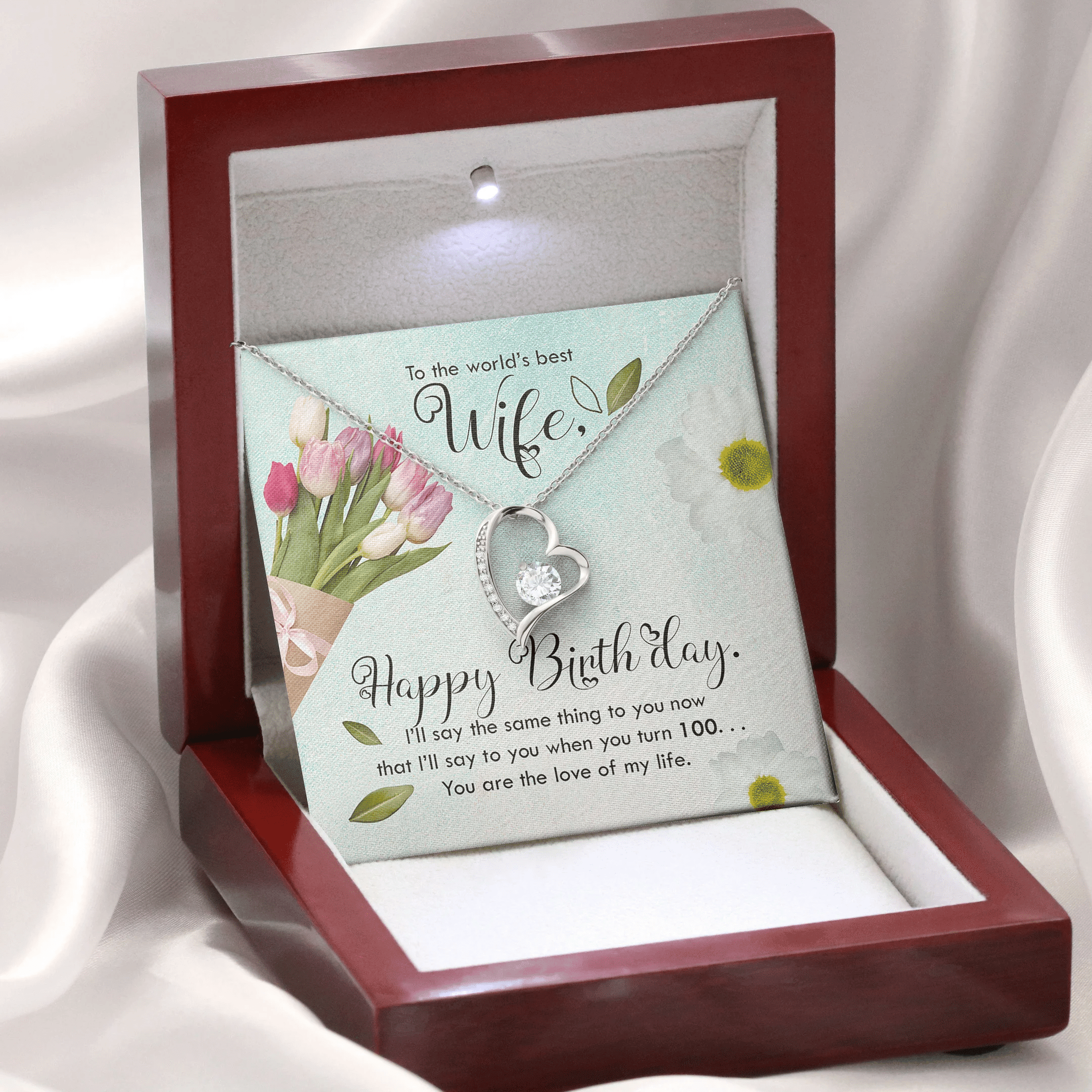 To The Worlds Best Wife Happy Birthday Forever Love Necklace