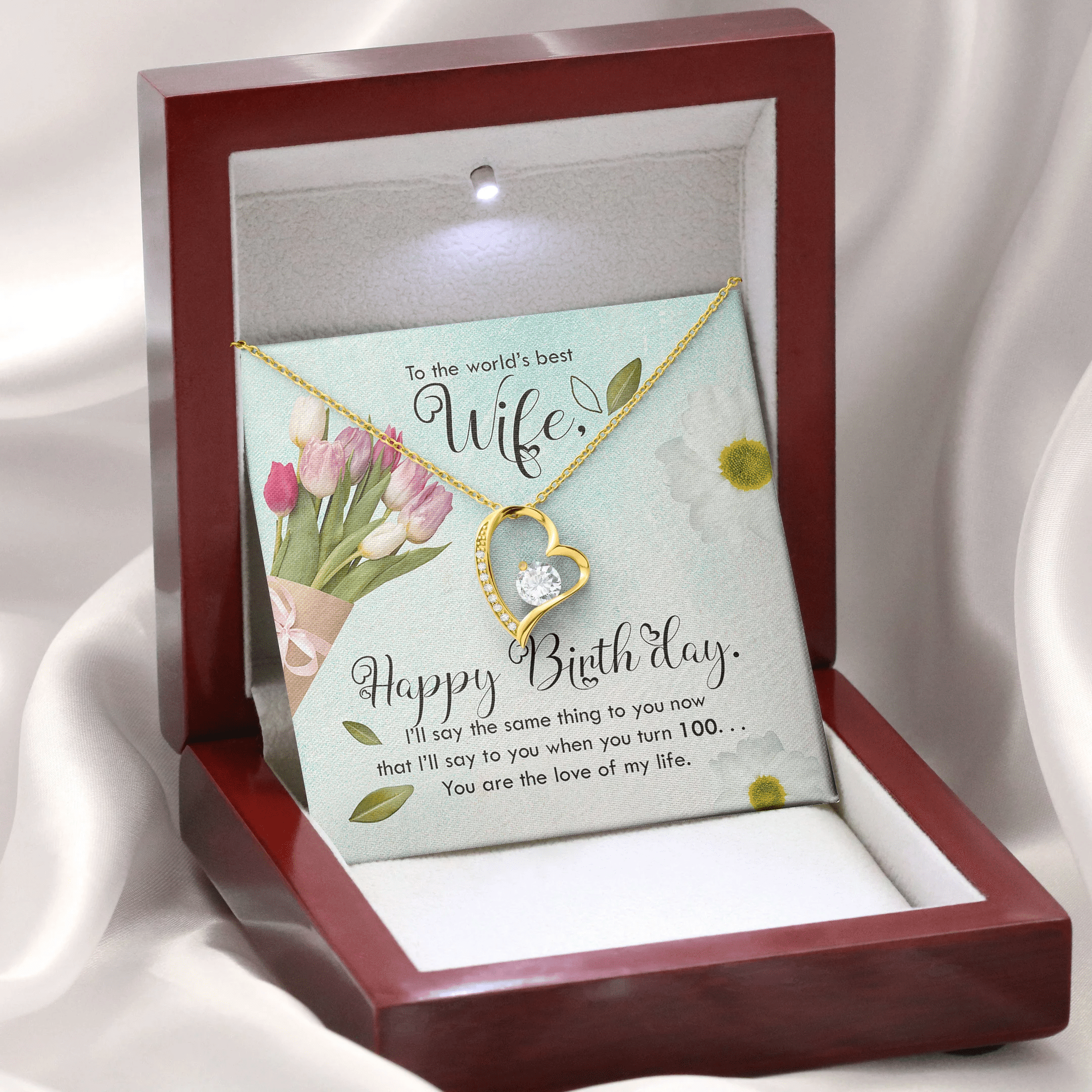 To The Worlds Best Wife Happy Birthday Forever Love Necklace