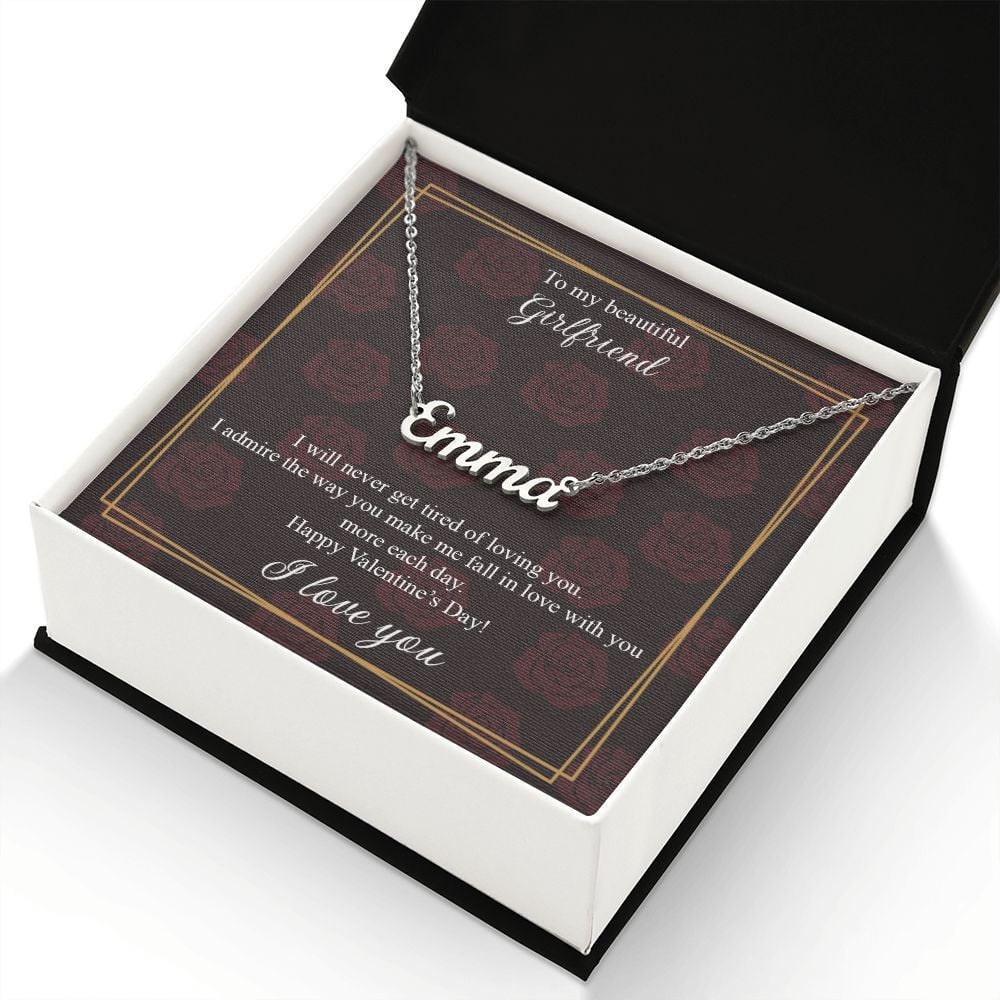 Girlfriend Necklace, To My Girlfriend Happy Valentine's day Personalized Name Necklace