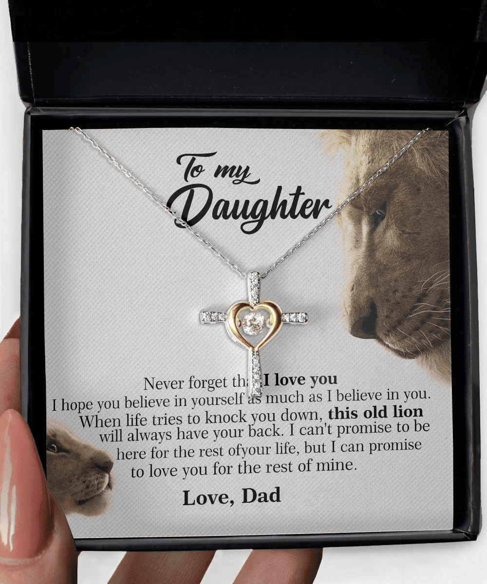 Unique Gifts For Daughters From Dad This Old Lion Will Always Have Your Back Cross Dancing Necklace 