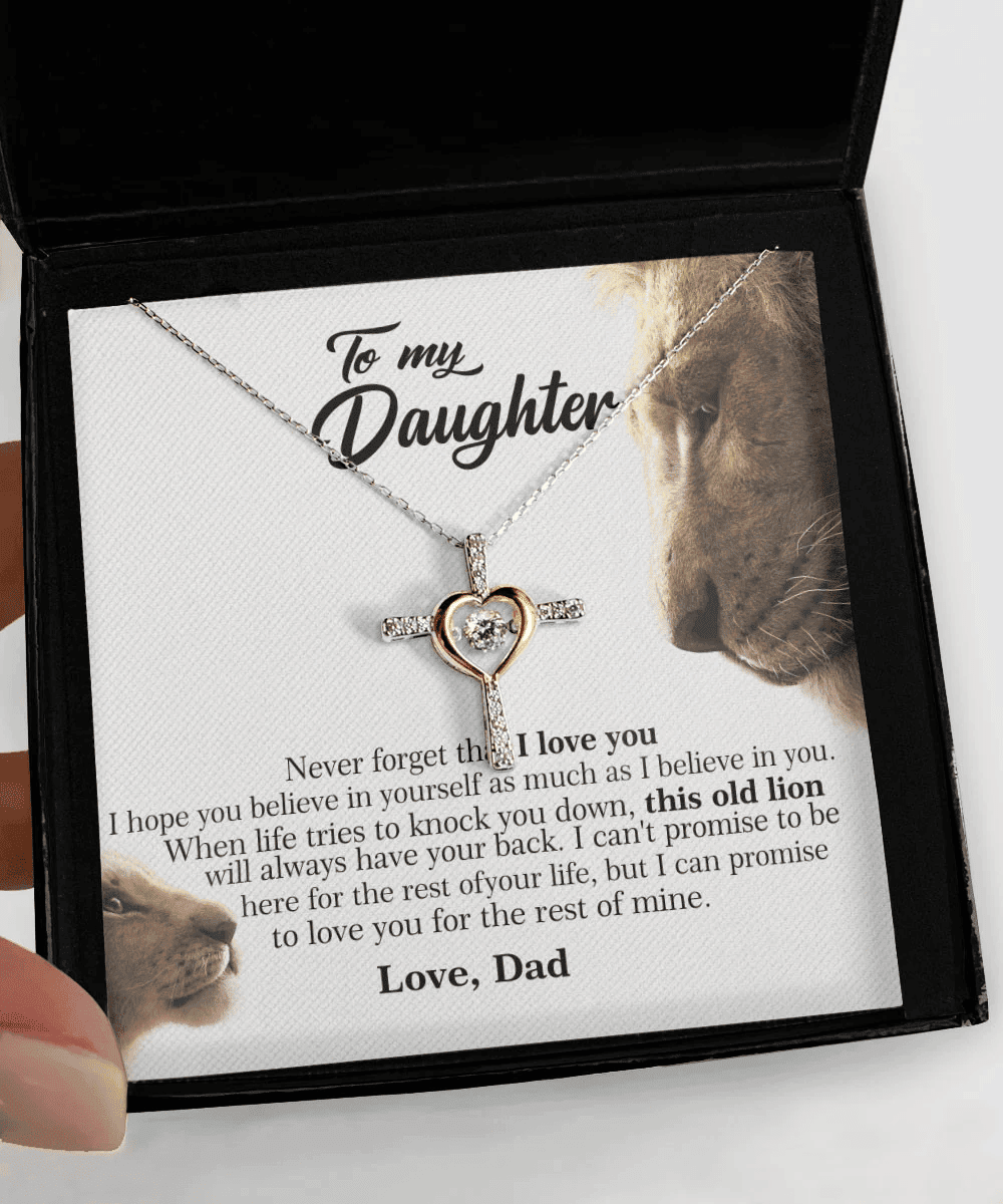Unique Gifts For Daughters From Dad This Old Lion Will Always Have Your Back Cross Dancing Necklace 