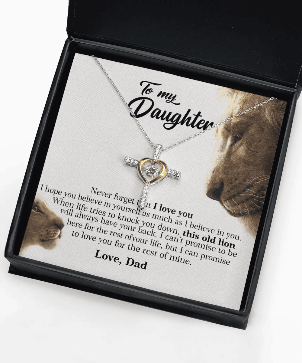 Unique Gifts For Daughters From Dad This Old Lion Will Always Have Your Back Cross Dancing Necklace 