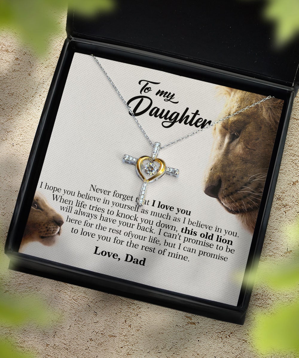 Unique Gifts For Daughters From Dad This Old Lion Will Always Have Your Back Cross Dancing Necklace 