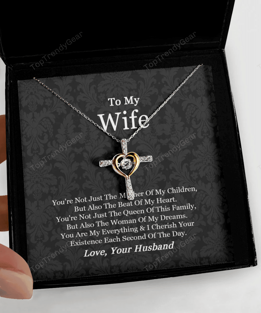 Necklace For Wife I Cherish Your Existence Each Second Of The Day Gift For Wife From Husband Cross Dancing Necklace 
