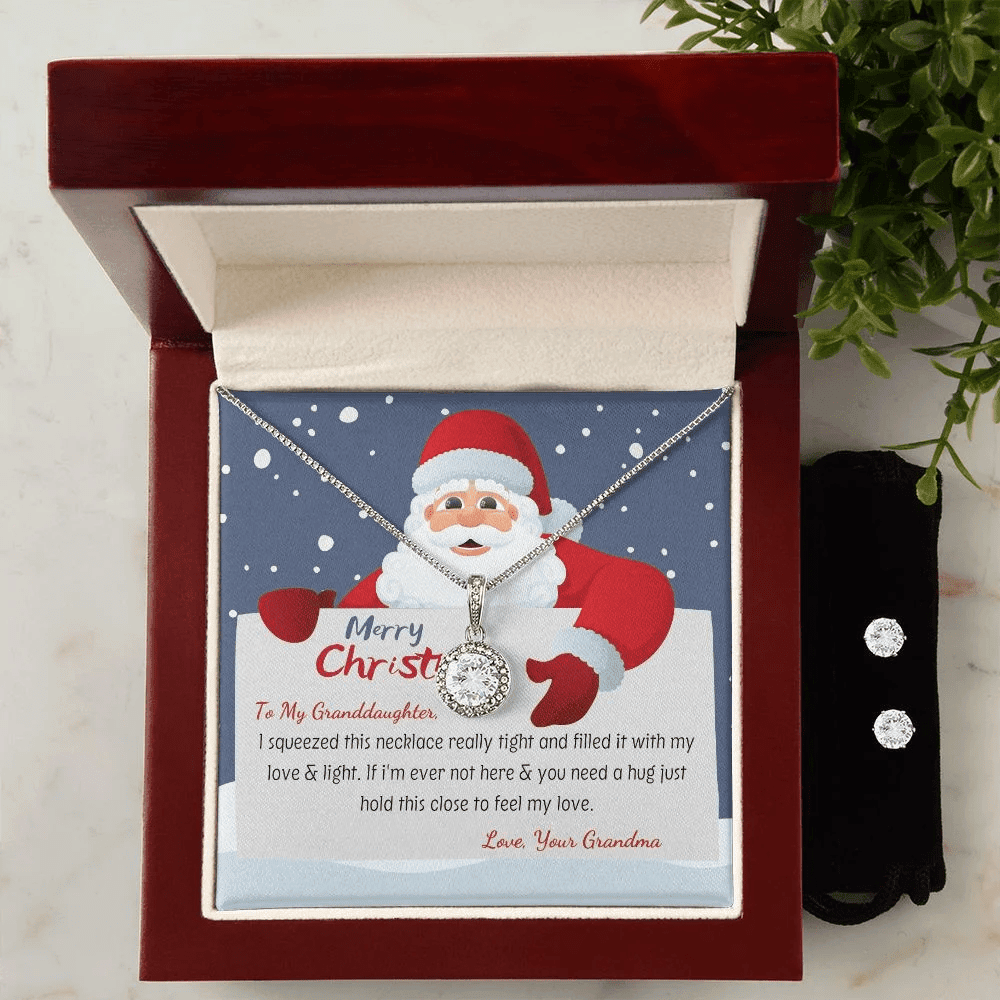 To Granddaughter From Grandma Hold This Close To Feel My Love Eternal Hope Necklace Set Unique Gifts For Christmas