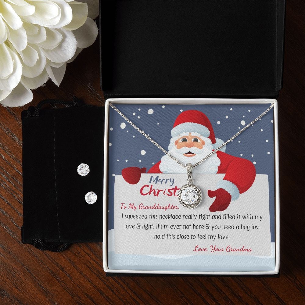 To Granddaughter From Grandma Hold This Close To Feel My Love Eternal Hope Necklace Set Unique Gifts For Christmas