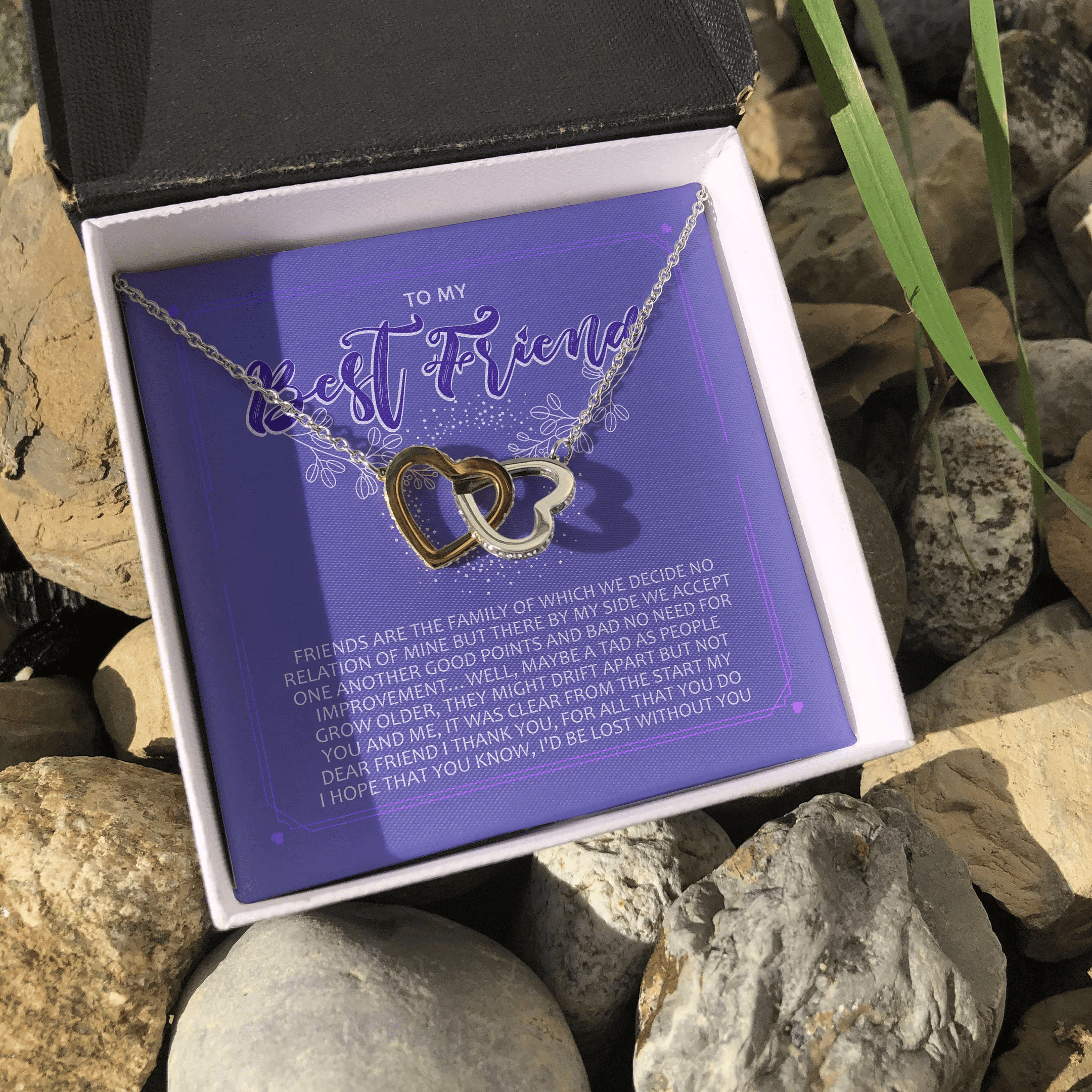 To My Best Friend I Miss You 2 Interlocking Heart Necklace 