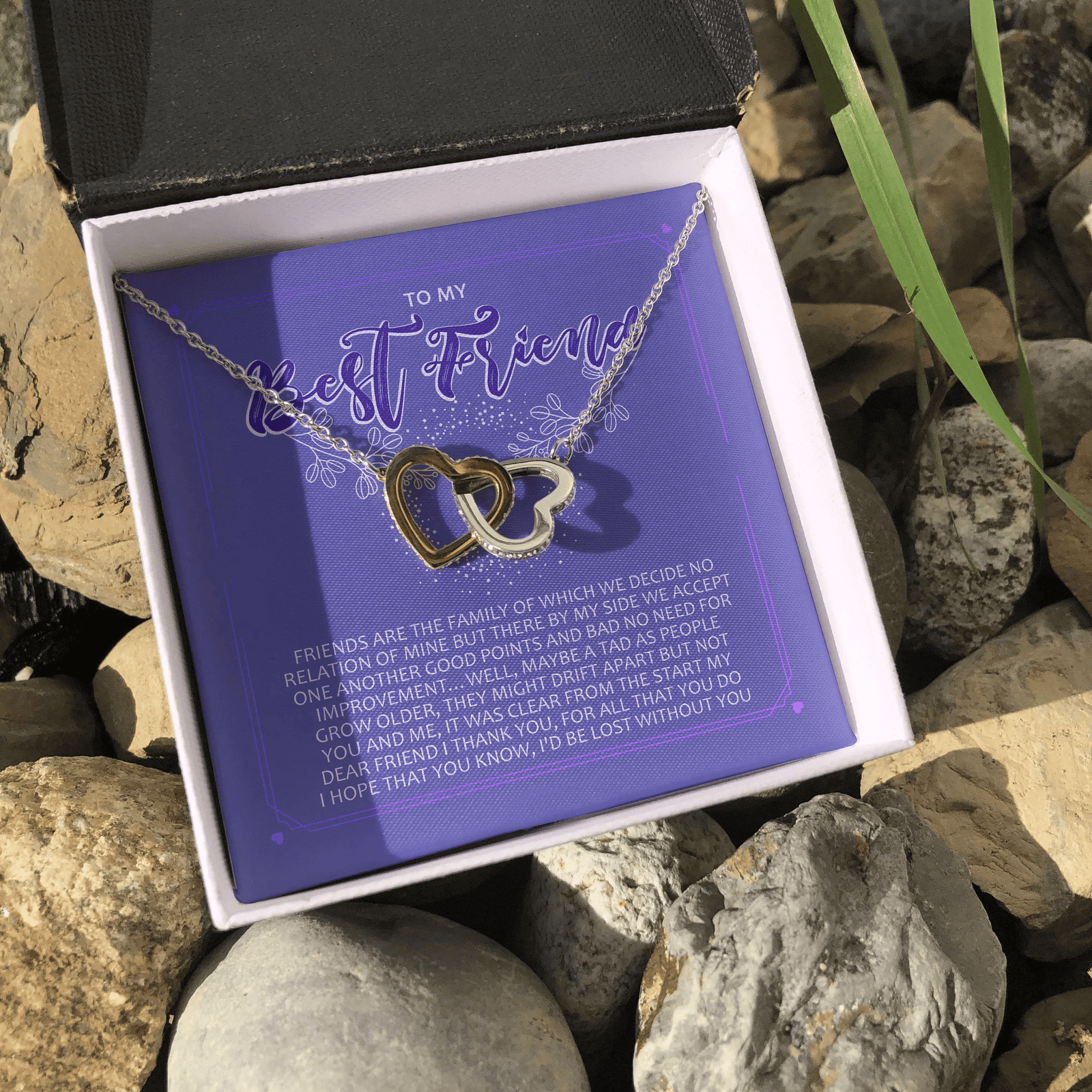 To My Best Friend I Miss You 2 Interlocking Heart Necklace 