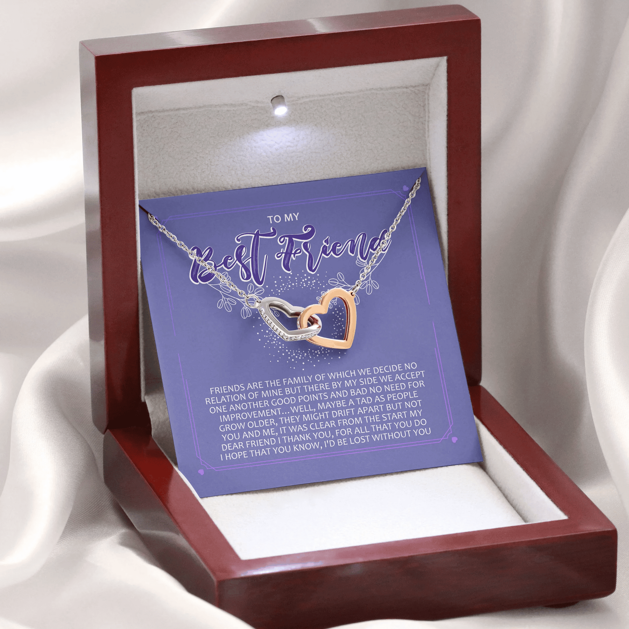 To My Best Friend I Miss You 2 Interlocking Heart Necklace 