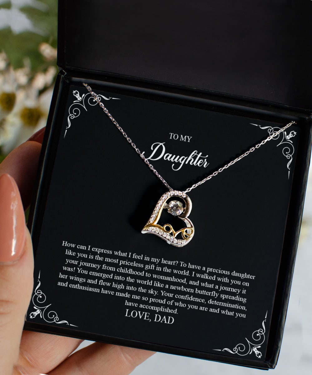 Daughter Jewellry How Can I Express What I Feel In My Heart Gift For Daughter From Dad Love Dancing Necklace 