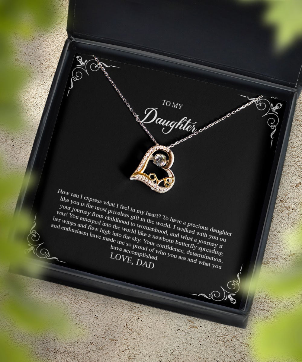 Daughter Jewellry How Can I Express What I Feel In My Heart Gift For Daughter From Dad Love Dancing Necklace 