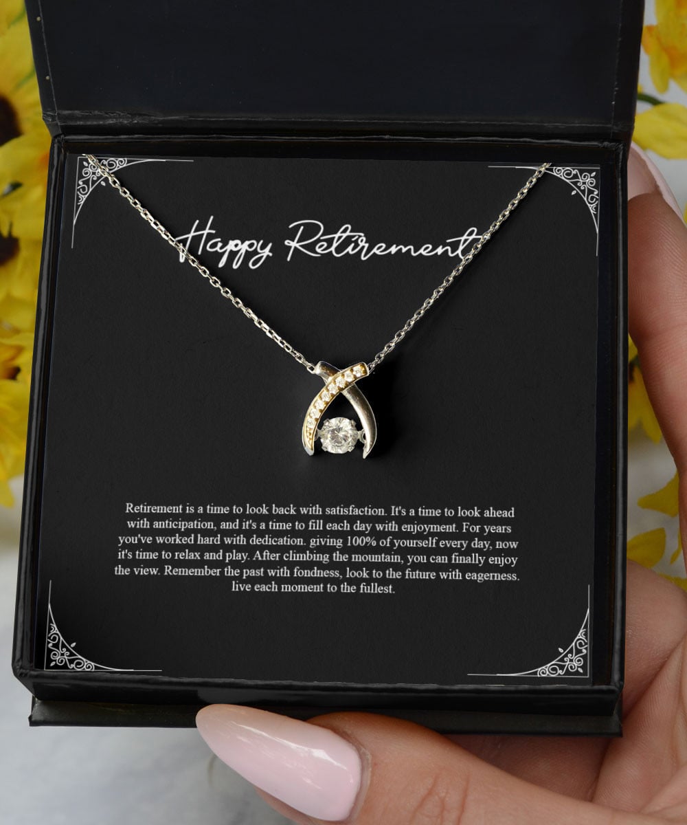 Retirement Gifts It Is A Time To Look A Head With Anticipation Gifts For Women Wishbone Dancing Necklace 