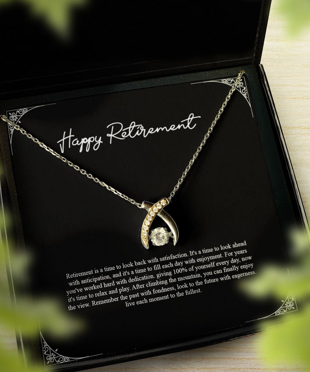 Retirement Gifts It Is A Time To Look A Head With Anticipation Gifts For Women Wishbone Dancing Necklace 