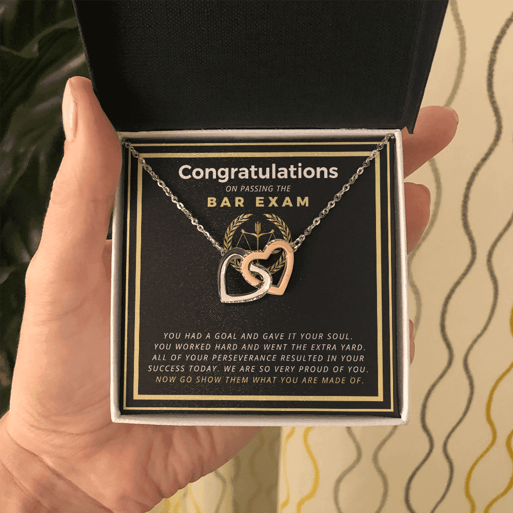 Law Graduation Passing The Bar Exam Present Interlocking Heart Necklace Gift For Him 