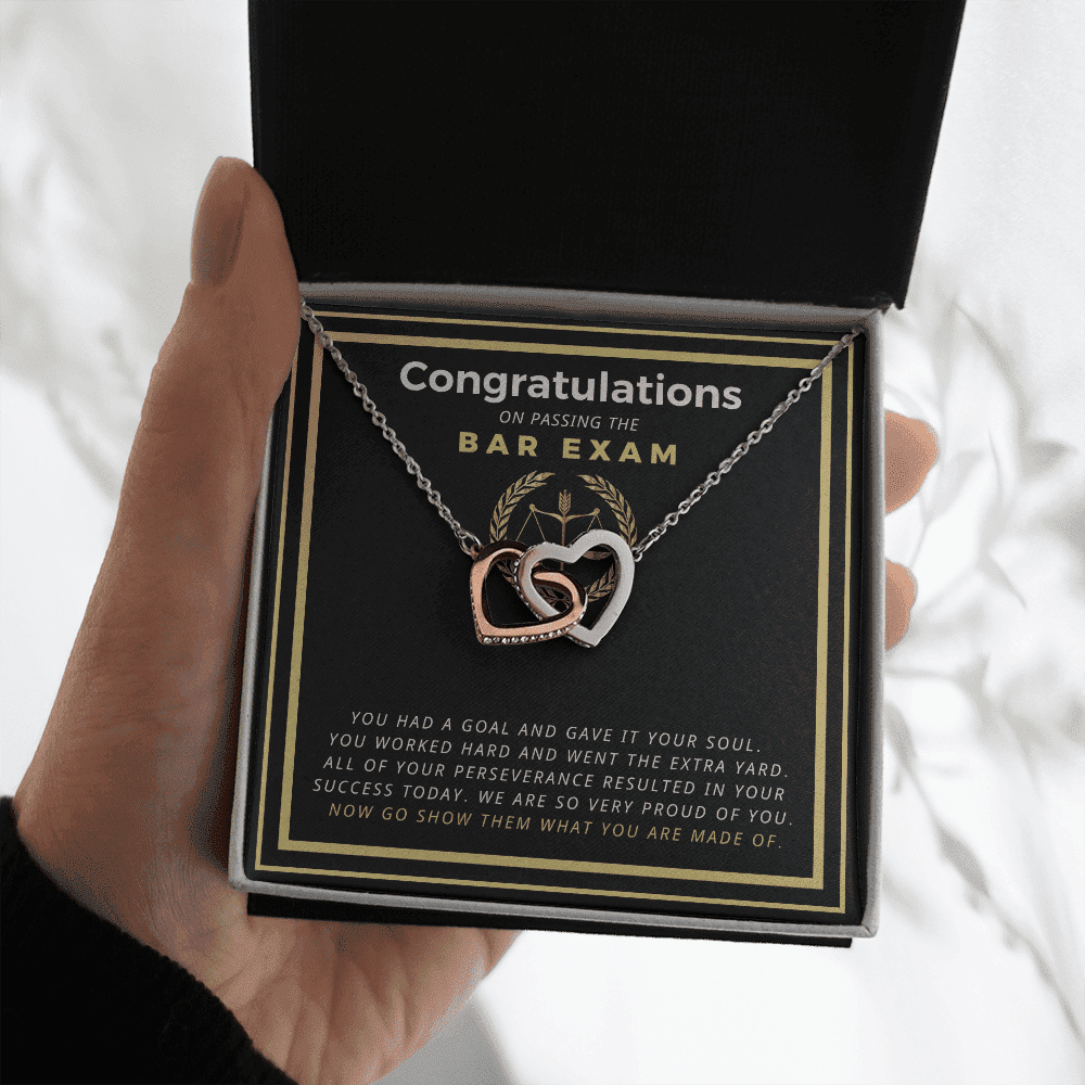 Law Graduation Passing The Bar Exam Present Interlocking Heart Necklace Gift For Him 