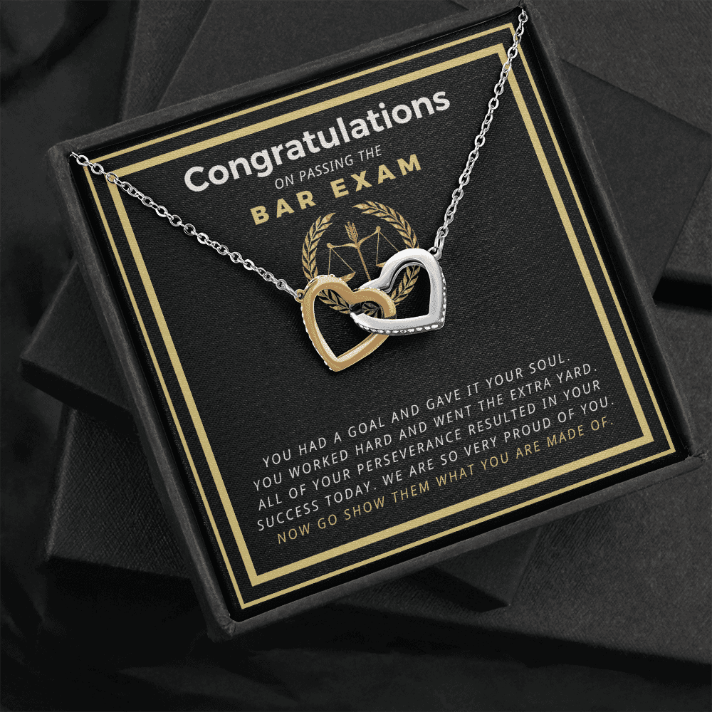 Law Graduation Passing The Bar Exam Present Interlocking Heart Necklace Gift For Him 