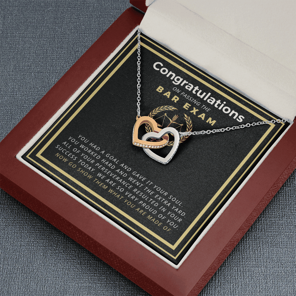 Law Graduation Passing The Bar Exam Present Interlocking Heart Necklace Gift For Him 