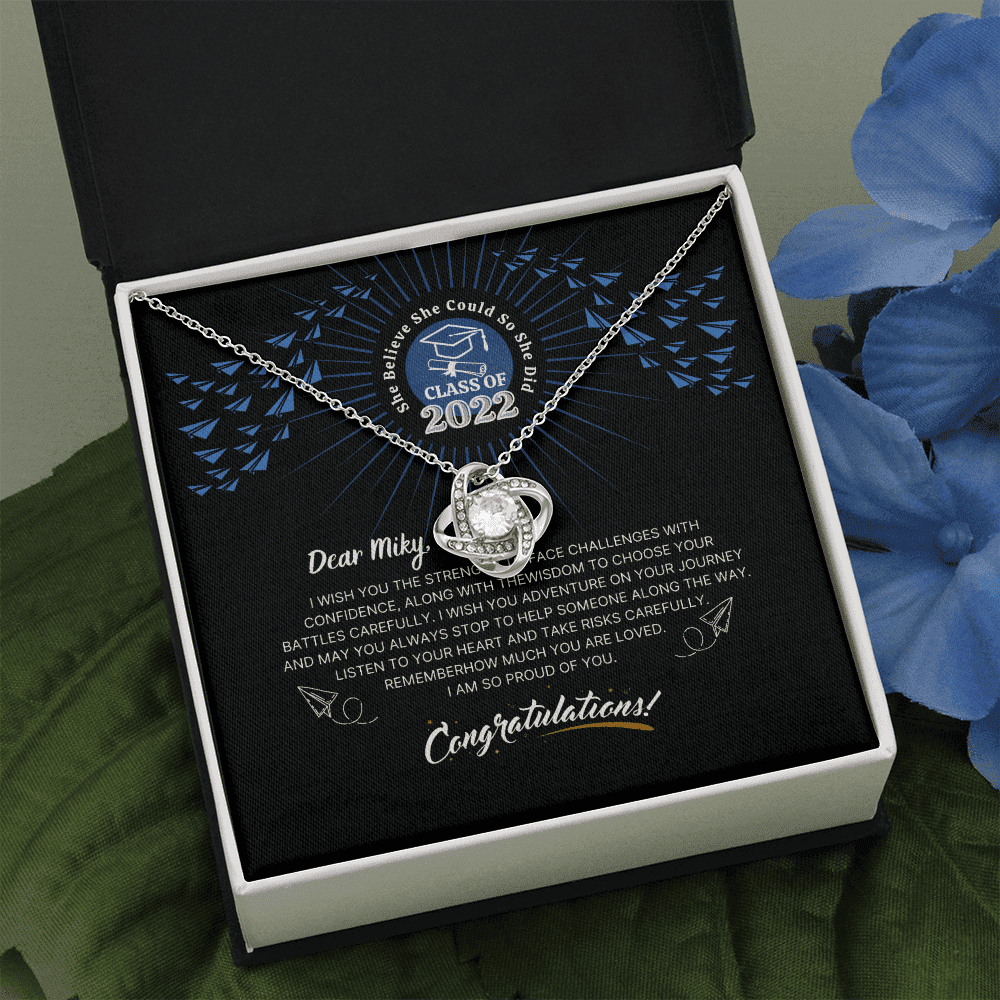 She Believe She Could So She Did Custom Name Love Knot Necklace Gift For Daughter 