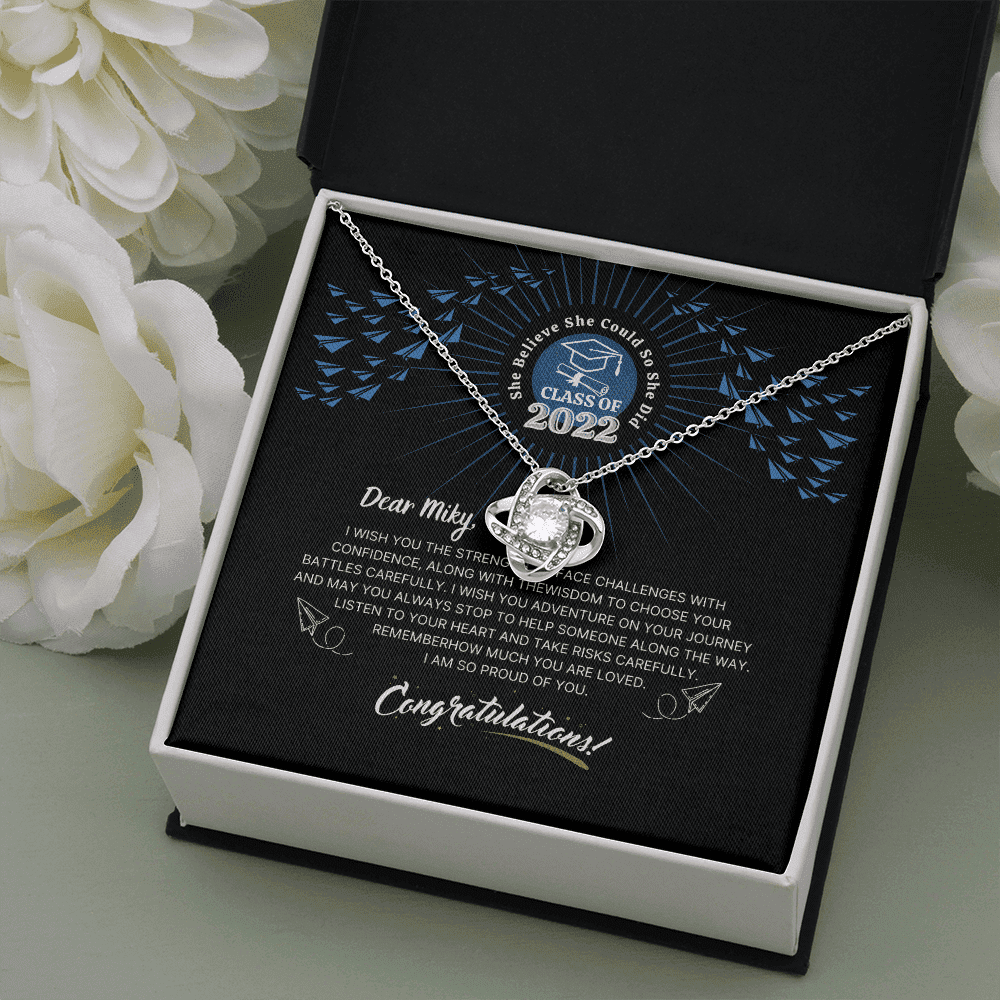 She Believe She Could So She Did Custom Name Love Knot Necklace Gift For Daughter 