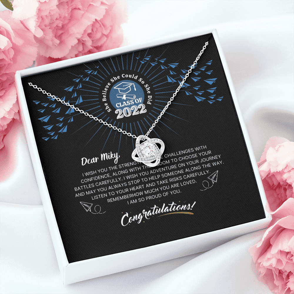 She Believe She Could So She Did Custom Name Love Knot Necklace Gift For Daughter 