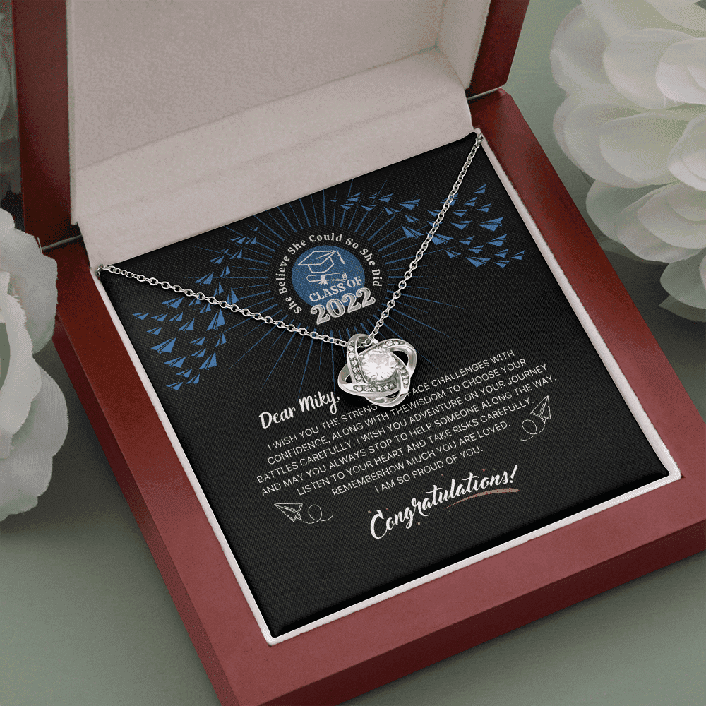 She Believe She Could So She Did Custom Name Love Knot Necklace Gift For Daughter 