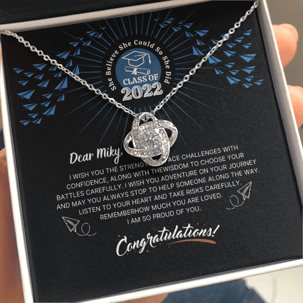 She Believe She Could So She Did Custom Name Love Knot Necklace Gift For Daughter 