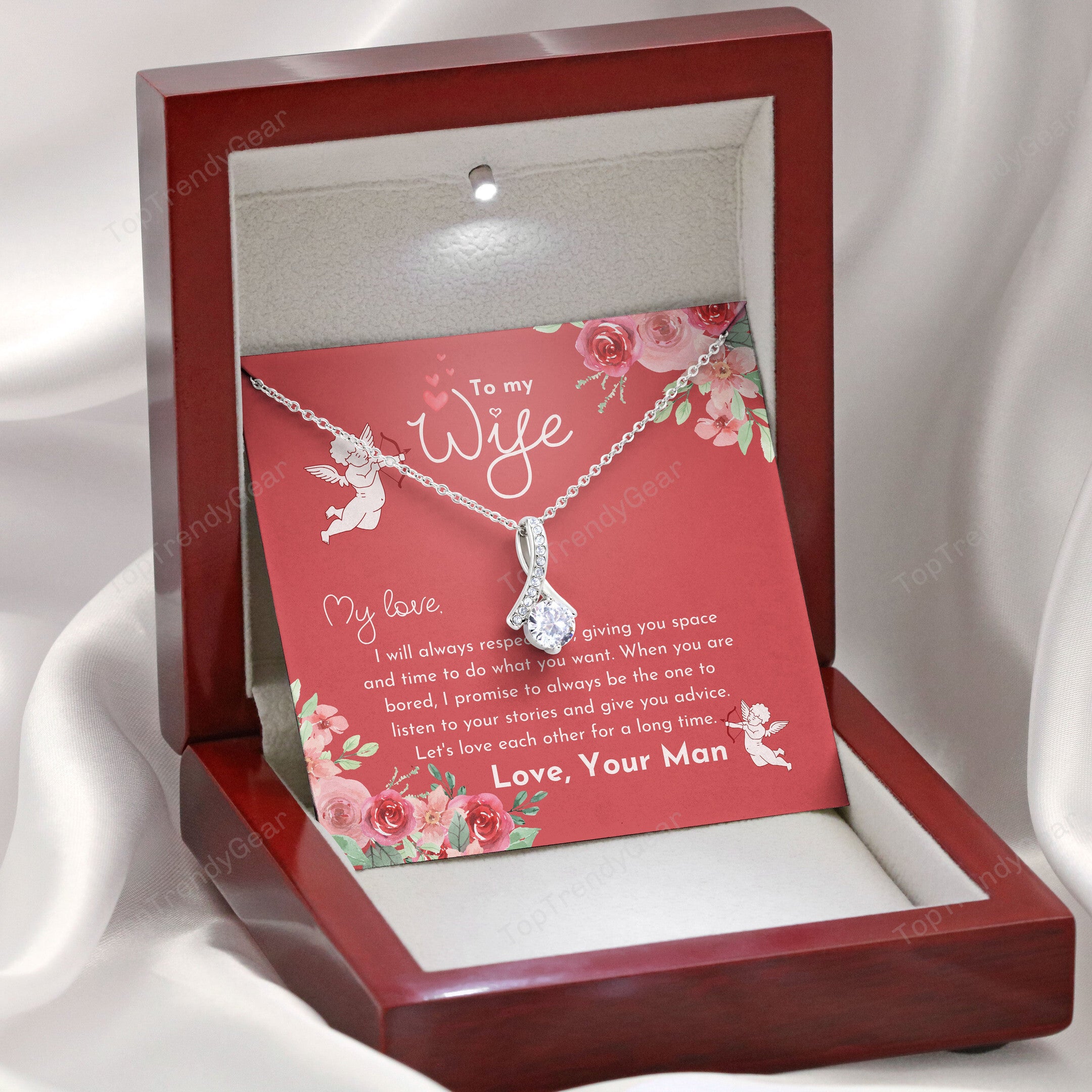 To My Wife Let's Love Each Other For A Long Time Alluring Beauty Necklace