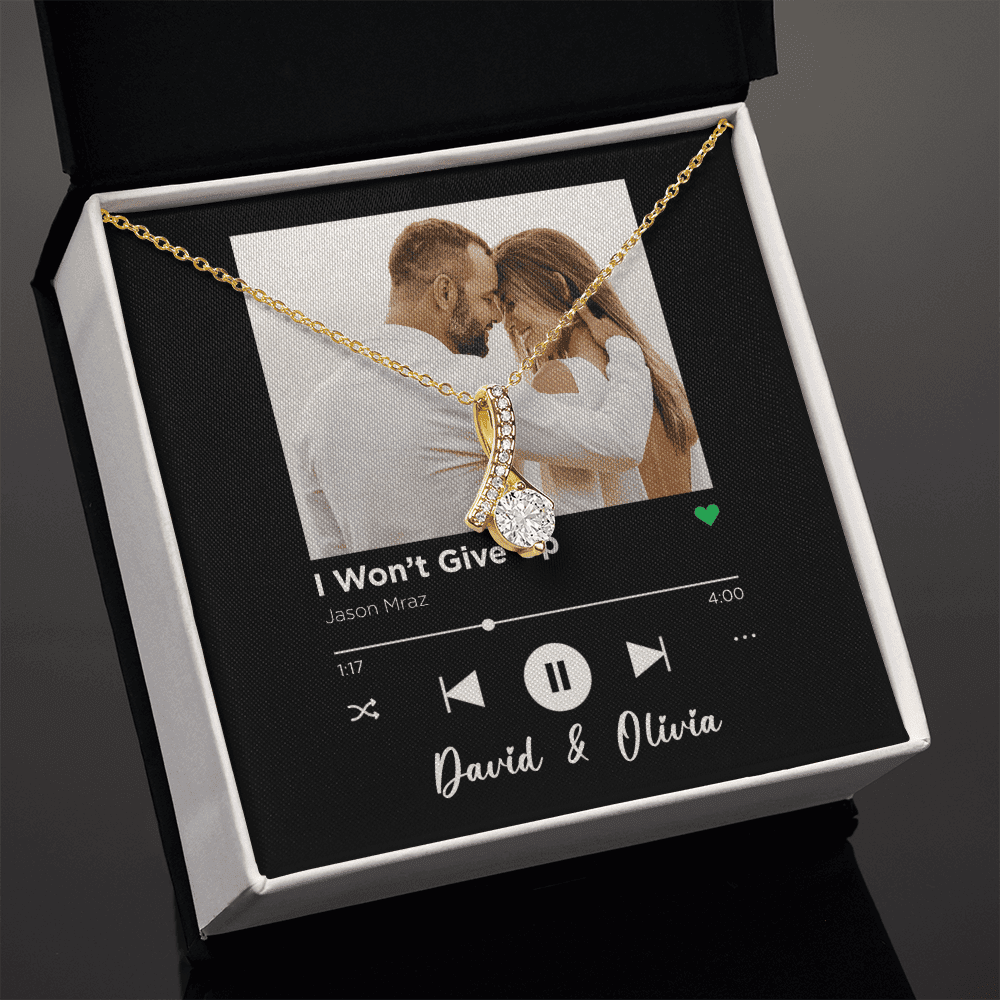 I Won't Give Up Spotify Code Song Art Custom Name And Photo Alluring Beauty Gold Necklace Gift For Her
