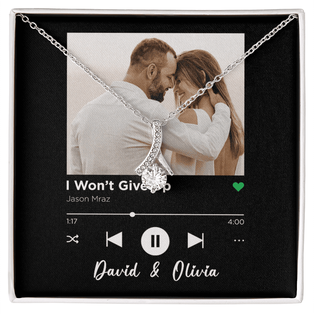 I Won't Give Up Spotify Code Song Art Custom Name And Photo Alluring Beauty Gold Necklace Gift For Her