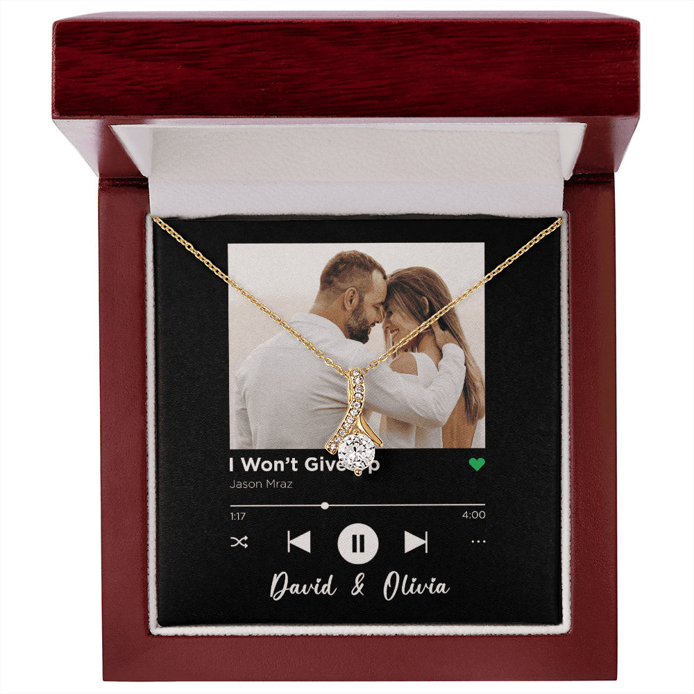 I Won't Give Up Spotify Code Song Art Custom Name And Photo Alluring Beauty Gold Necklace Gift For Her