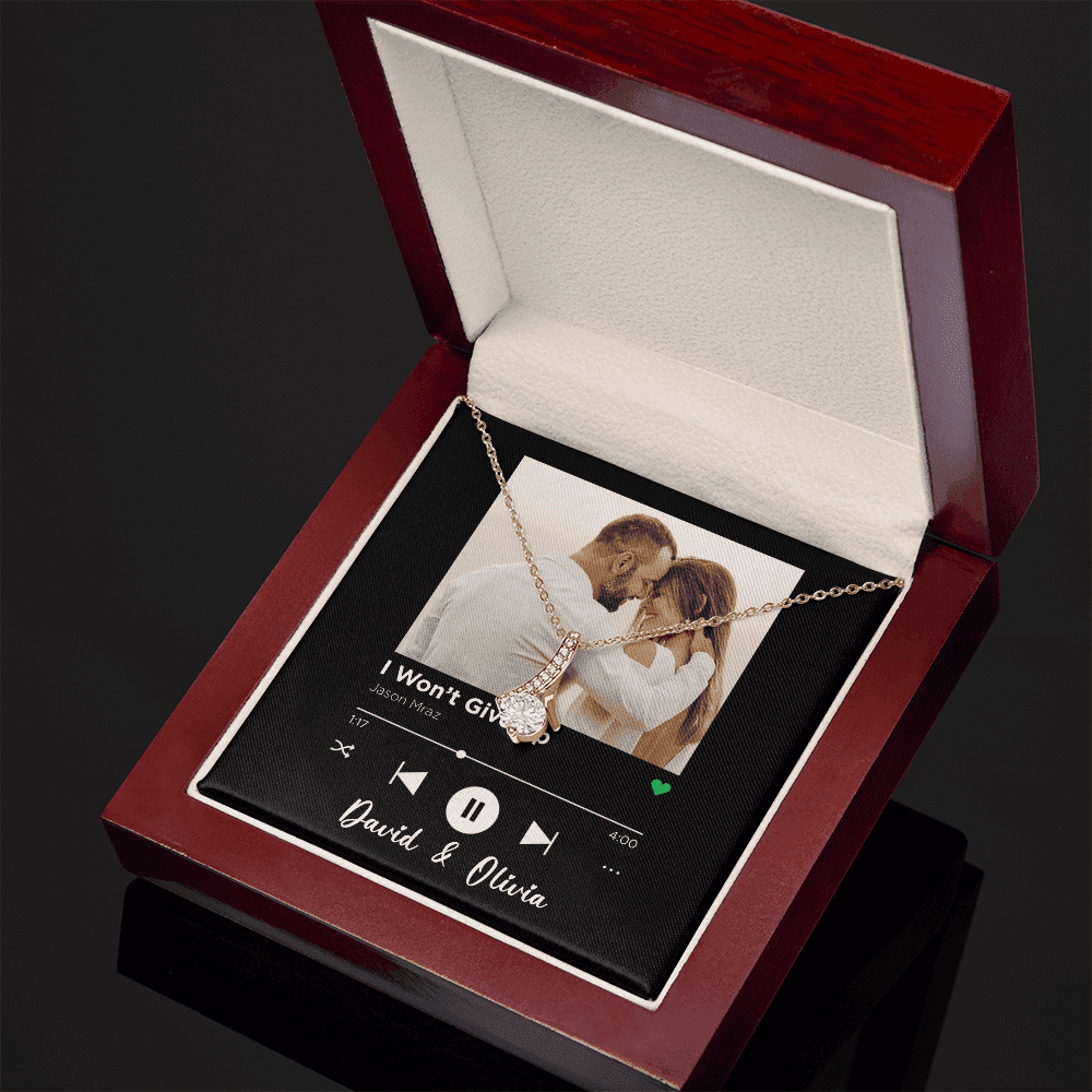 I Won't Give Up Spotify Code Song Art Custom Name And Photo Alluring Beauty Gold Necklace Gift For Her