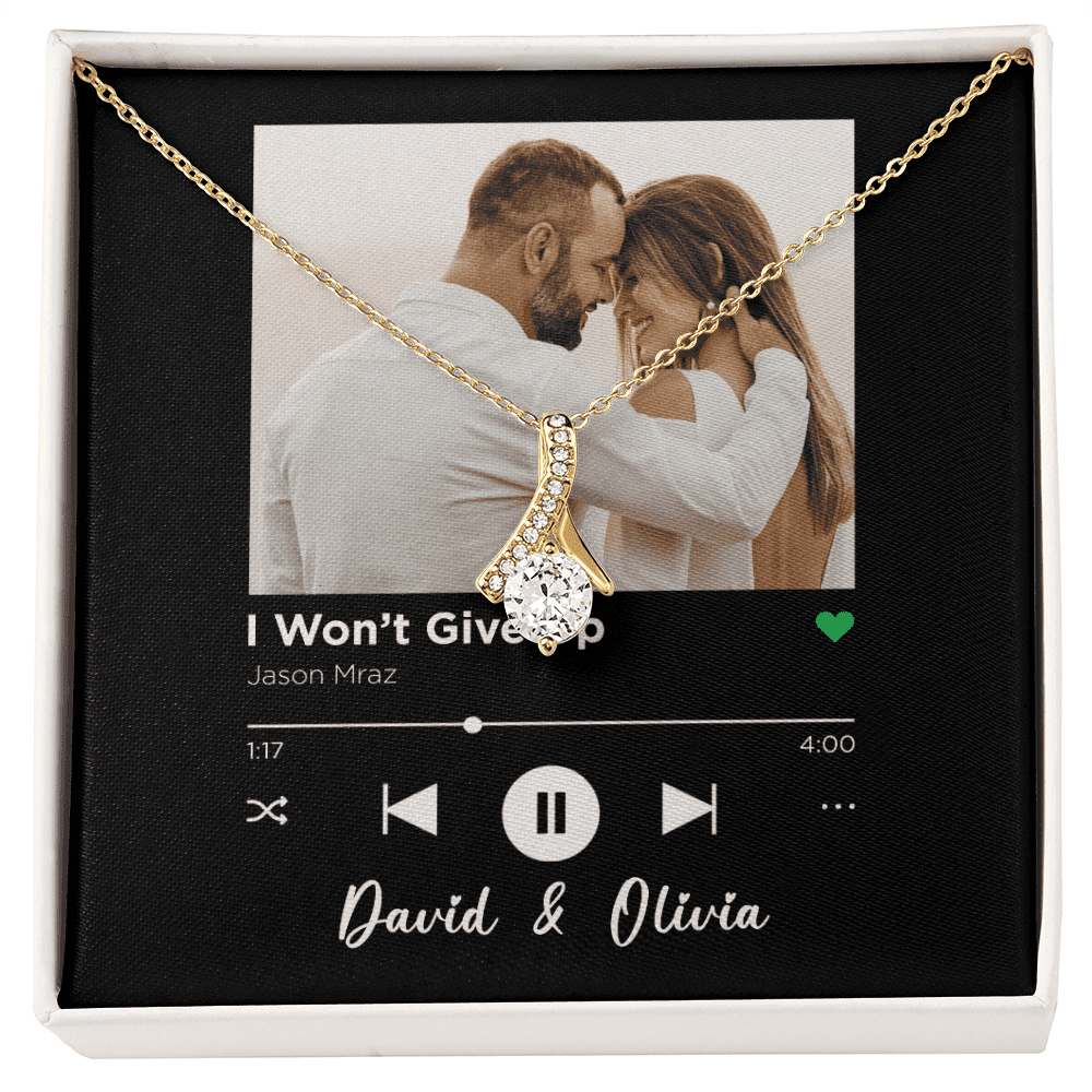 I Won't Give Up Spotify Code Song Art Custom Name And Photo Alluring Beauty Gold Necklace Gift For Her