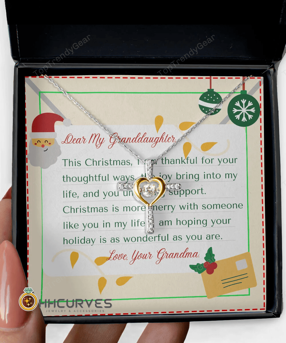 To My Granddaughter From Nana Hope Your Holiday Is As Wonderful As You Are Christmas Cross Dancing Necklace